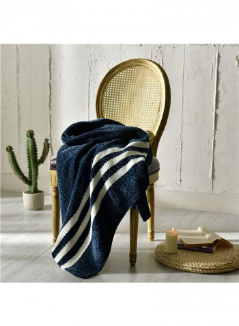 Stripe Color Block Warm Nap Blanket Polyester Blue 130x150centimeter