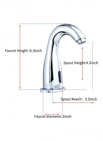 Brass Sink Faucet With Sensor Silver 6.3inch