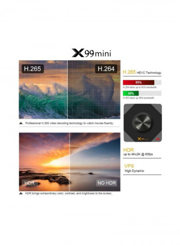 Android TV Set Top Box With Remote Control X99 Mini Black/Grey