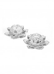2-Piece Lotus Crystal Candle Holder Clear 4.5x5.3x5.2inch