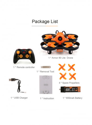 Armor Wide-Angle Camera Racing Drone Quadcopter 23x20x8centimeter