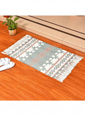Geometric Pattern Tassel Doormat Multicolour 60x130centimeter