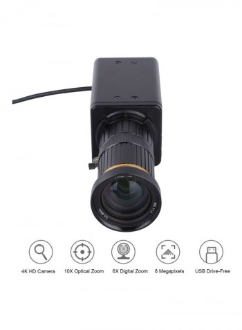 4K Webcam With Microphone 16.3x5x5centimeter Black