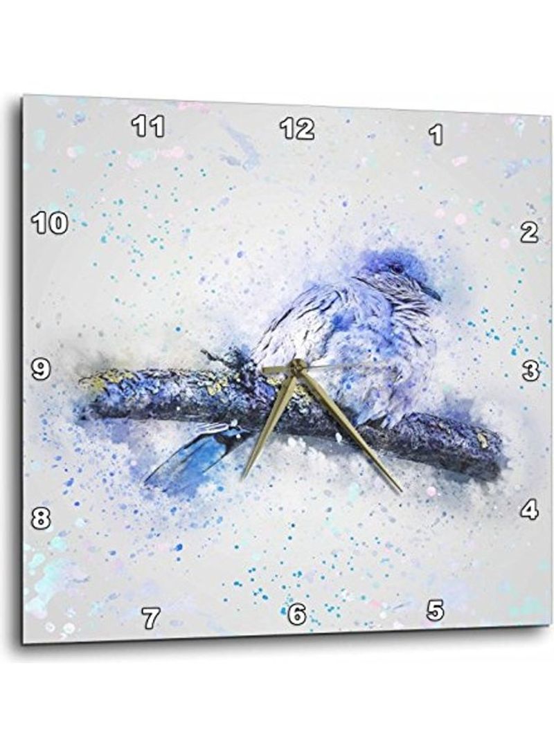 Bird Printed Analog Wall Clock White/Purple 15x15x0.1inch