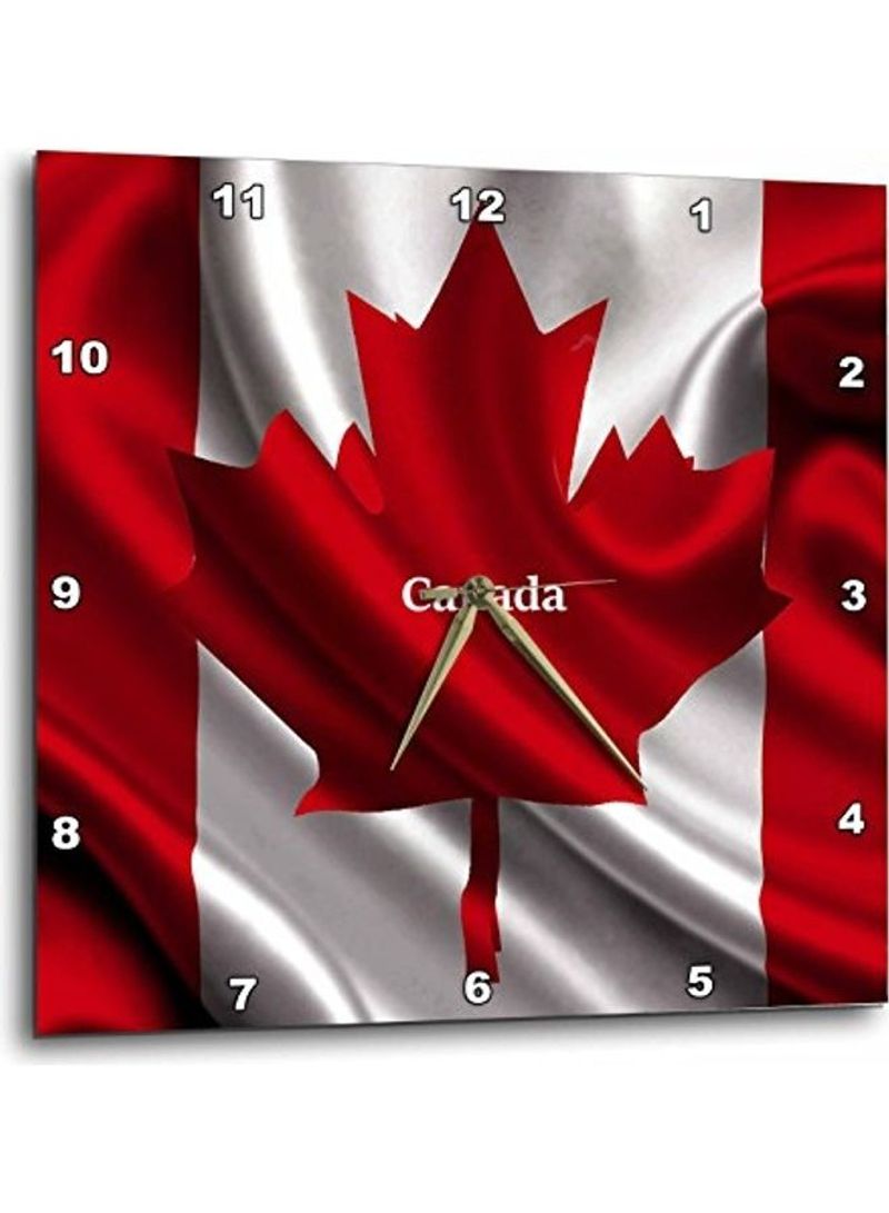 Canadian Flag Design Printed Wall Clock Multicolour 15 x 15inch