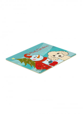 Snowman With Buff Poodle Kitchen/Bath Mat Multicolour 18 x 24inch