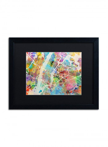 York City Street Map Framed Wall Art Multicolour 16 x 20inch