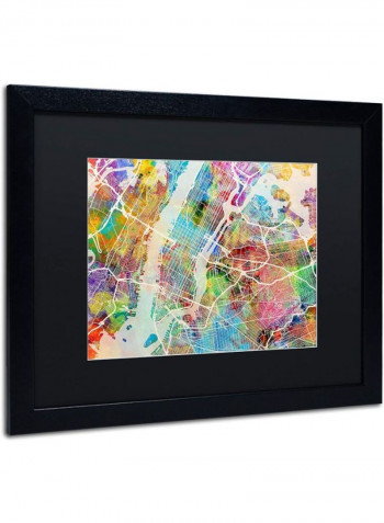 York City Street Map Framed Wall Art Multicolour 16 x 20inch