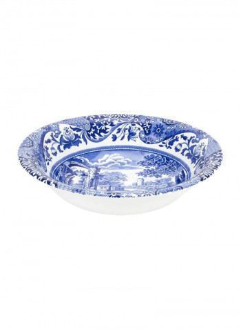 4-Piece Printed Cereal Bowl White/Blue 8inch