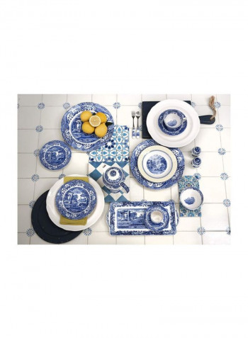 4-Piece Printed Cereal Bowl White/Blue 8inch