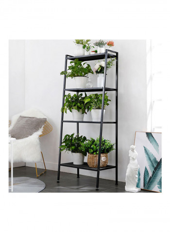 Four-Layer Storage Floor Rack Black