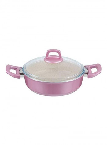 Granite Cooking Pot With Lid Pink 24cm
