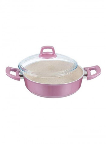 Granite Cooking Pot With Lid Pink 24cm