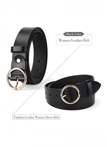 C-Ring Buckle Leather Belt 6-Black