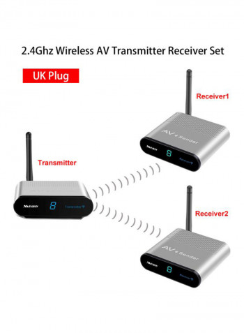 Wireless AV Transmitter Receiver With UK Plug V7078UK Silver/Black