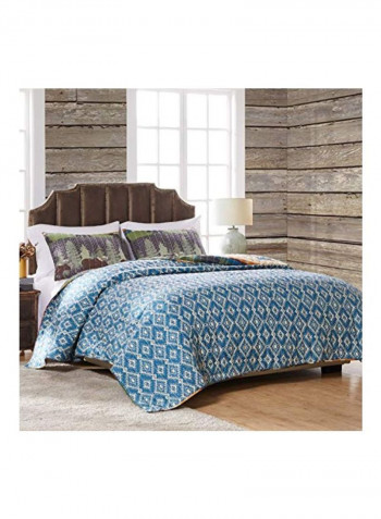 3-Piece Bear Lodge Quilt Set Green/Brown/Yellow Queen