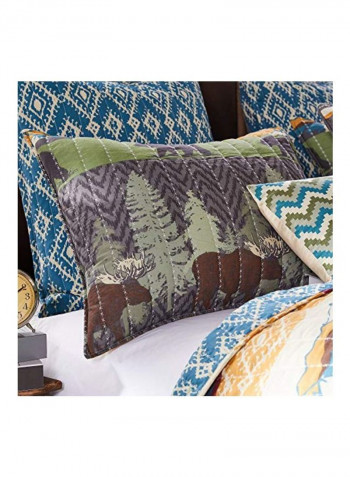 3-Piece Bear Lodge Quilt Set Green/Brown/Yellow Queen