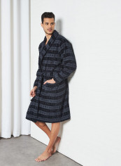 All-Over Logo Striped Bathrobe Desert Sky
