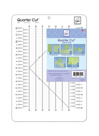 Quarter Cut Slotted Ruler White/Black