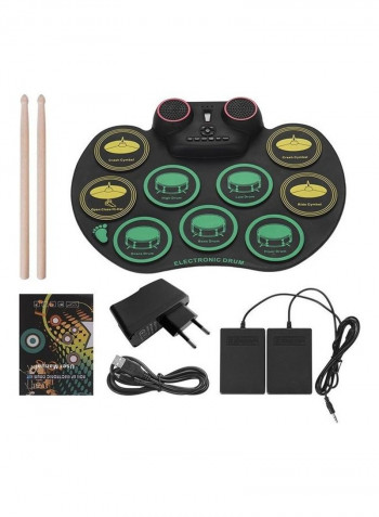 10 Drumpads Built Electronic Drum Set With Double Speakers And Reverb Microphone With Drumsticks And Foot Pedals