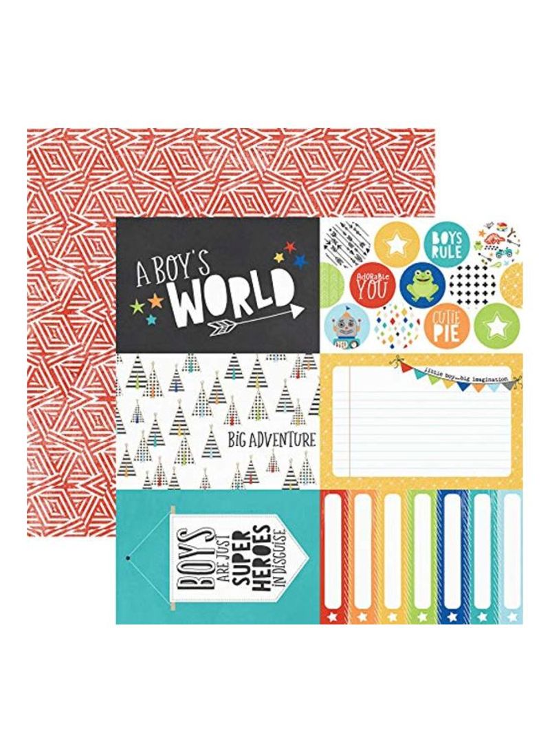 25-Piece A Boy's World Themed Double Sided Printed Sheets