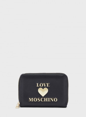 Logo Detail Zip Through Coin Purse Black