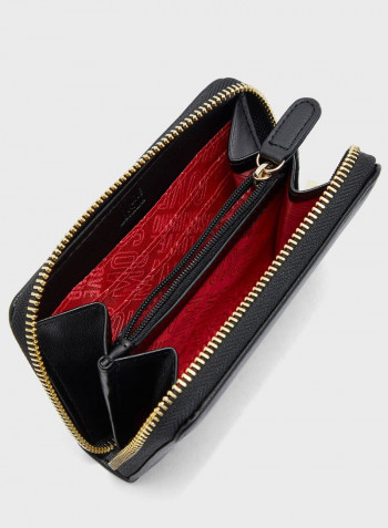 Logo Detail Zip Through Coin Purse Black