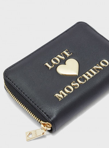 Logo Detail Zip Through Coin Purse Black
