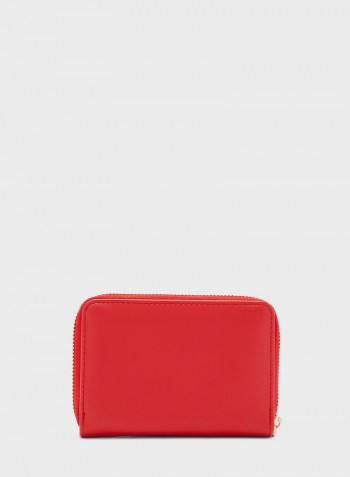Logo Detail Zip Through Coin Purse Red