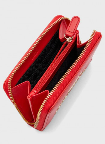 Logo Detail Zip Through Coin Purse Red