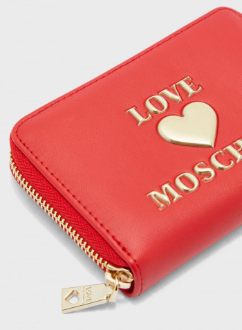 Logo Detail Zip Through Coin Purse Red