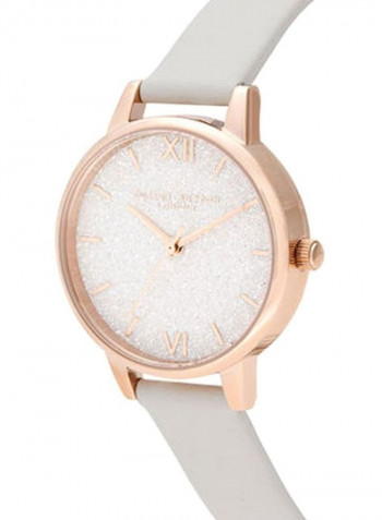 Women's Leather Glitter Bee Vegan Blush Analog Watch OB16GD50