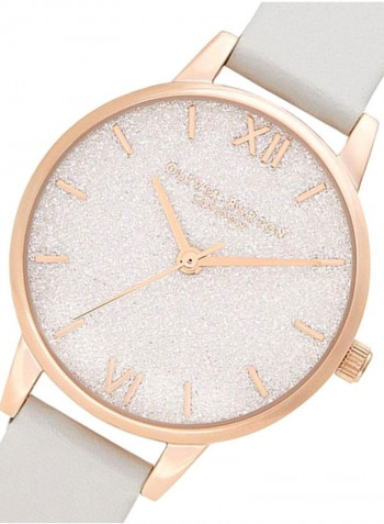 Women's Leather Glitter Bee Vegan Blush Analog Watch OB16GD50