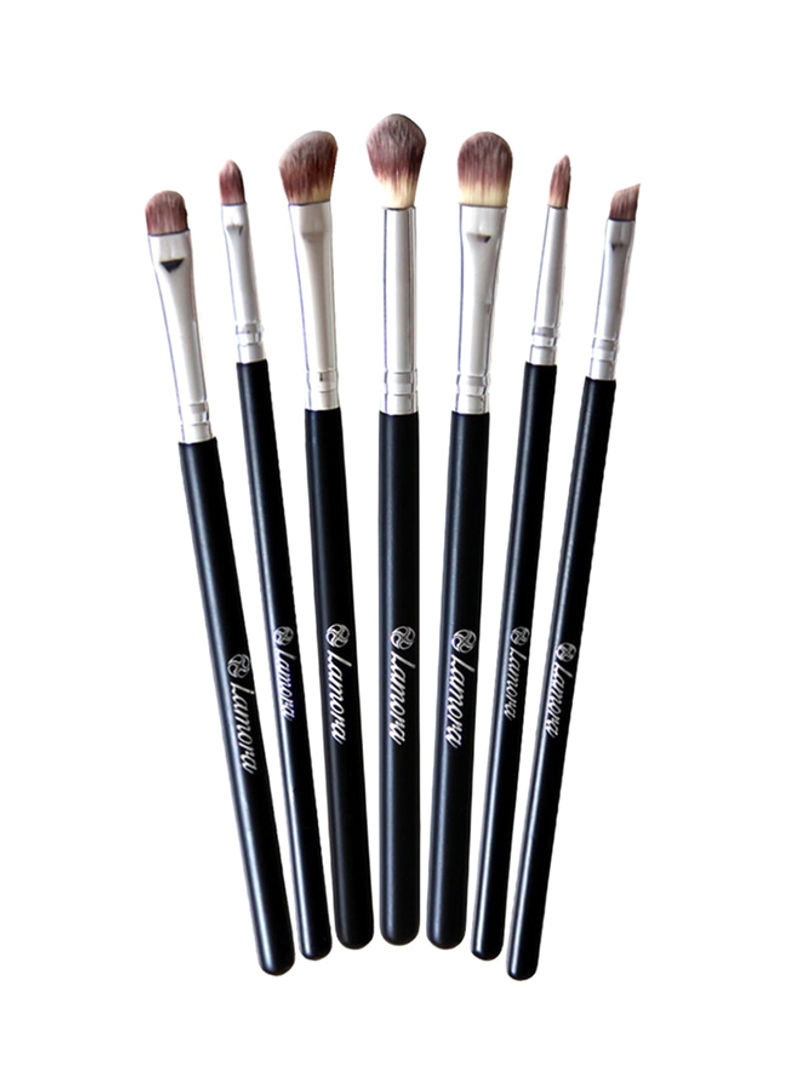 7-Piece Eye Makeup Brush Set Black/Silver/Brown