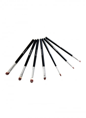 7-Piece Eye Makeup Brush Set Black/Silver/Brown