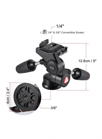 Pack Of 6 Double Handle Tripod Head With Quick Release Plate Kit Black