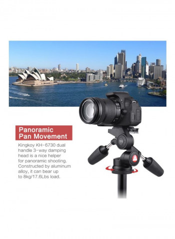 Pack Of 6 Double Handle Tripod Head With Quick Release Plate Kit Black