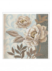 Small Parisian Peony I Wall Poster Beige/Blue/Grey 75x75x3.5centimeter