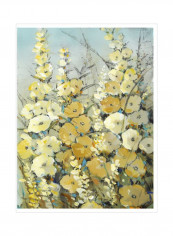 Cluster Of Hollyhock II Wall Poster Beige/White.Blue 75x80x3.5centimeter