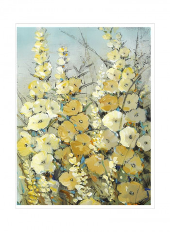 Cluster Of Hollyhock II Wall Poster Beige/White.Blue 75x80x3.5centimeter