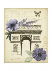 Paris Ephemera I Poster Beige/Purple/Black 80x85x3.5centimeter