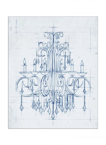 Chandelier Draft II Wall Poster Blue 80x85x3.5centimeter