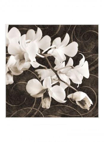 Orchid & Swirls II Poster White/Brown 80x80x3.5centimeter