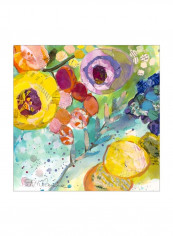 Bold Blooms II Wall Poster Yellow/Pink/Green 80x80x3.5centimeter