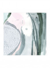 Pastel Scribe I Wall Poster Beige/Green/Blue 80x80x3.5centimeter