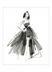 Gestural Evening Gown I Poster Black/White 80x85x3.5centimeter