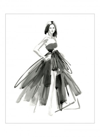 Gestural Evening Gown I Poster Black/White 80x85x3.5centimeter