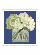White Hydrangeas II Poster Blue/Green 80x80x3.5centimeter