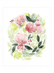 Buoyant Bouquet I Poster Pink/Green 80x85x3.5centimeter