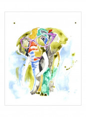 Smarty-Pants Elephant Poster Green/Grey/Purple 80x85x3.5centimeter